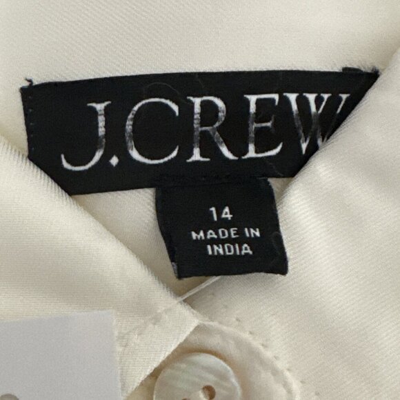 J.Crew women’s 14 Drapey Pleated Button Up Shirt Ivory Satin NWT - Picture 4 of 13